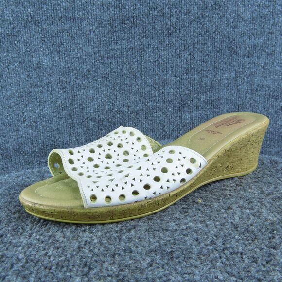 Spring Step Women Slide Sandal Shoes Size 40 Medium White Leather - Picture 1 of 9